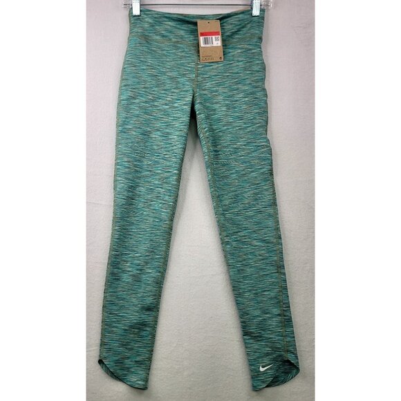 Nike Girls Big Kids Dri-Fit Training Leggings Large Teal Green Tulip Hem - Picture 3 of 11